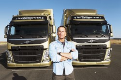 Jean-Claude Van Damme does the split between two Volvo trucks