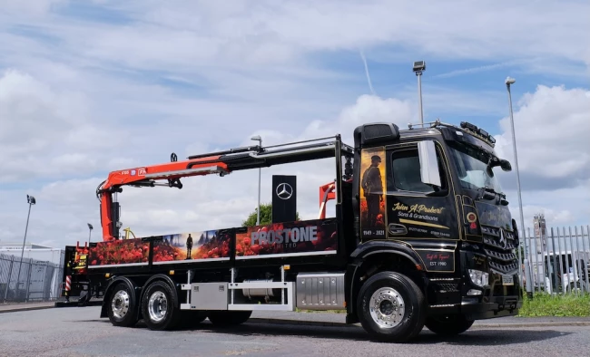 Memorial Mercedes-Benz Arocs blooms on poppy day